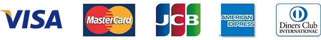 VISA、MasterCard、JCB、DinersClub、AMEX